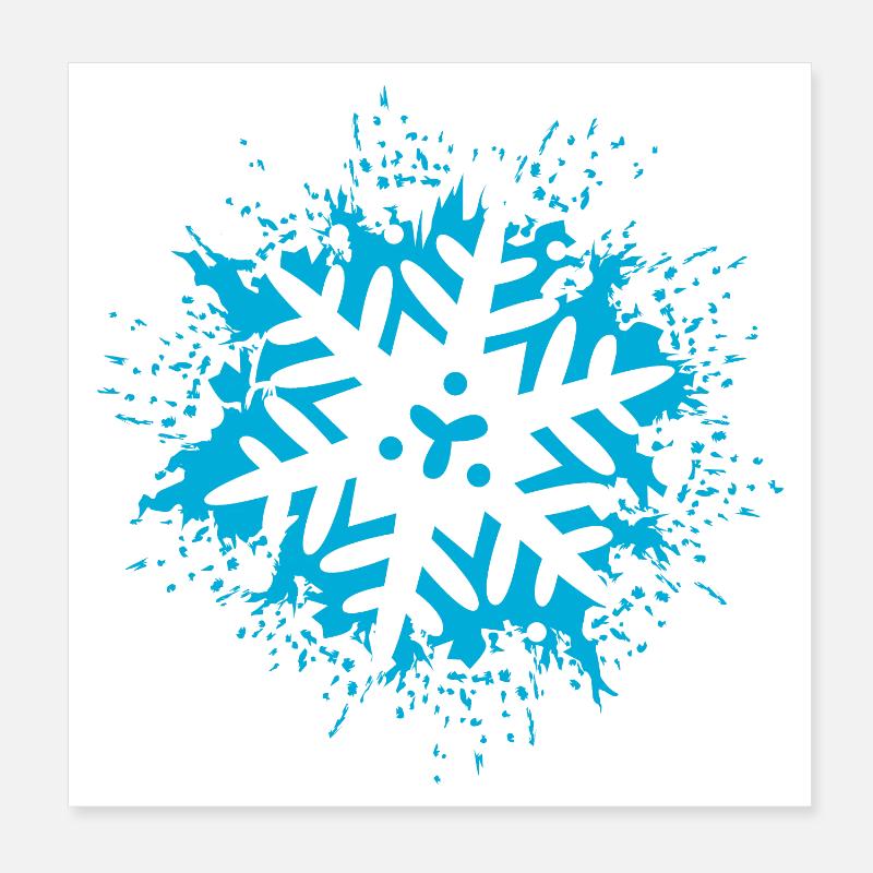 Étoile de Noël Explosion Bleu Cristal Hiver Poster 20 x 20 cm