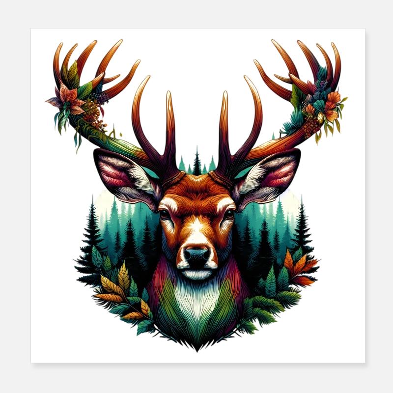 Hirsch Poster 20x20 cm