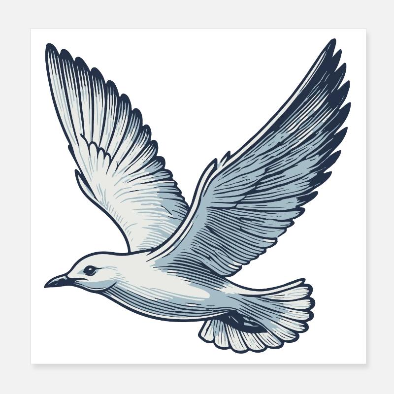 Gull - Poster 8" x 8" (20x20 cm) - white
