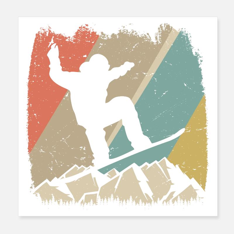 Alpiner Retro-Snowboarder Poster 20x20 cm