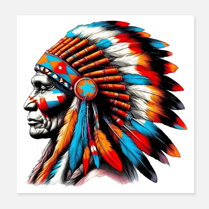 American Indian American Poster 8" x 8" (20x20 cm)
