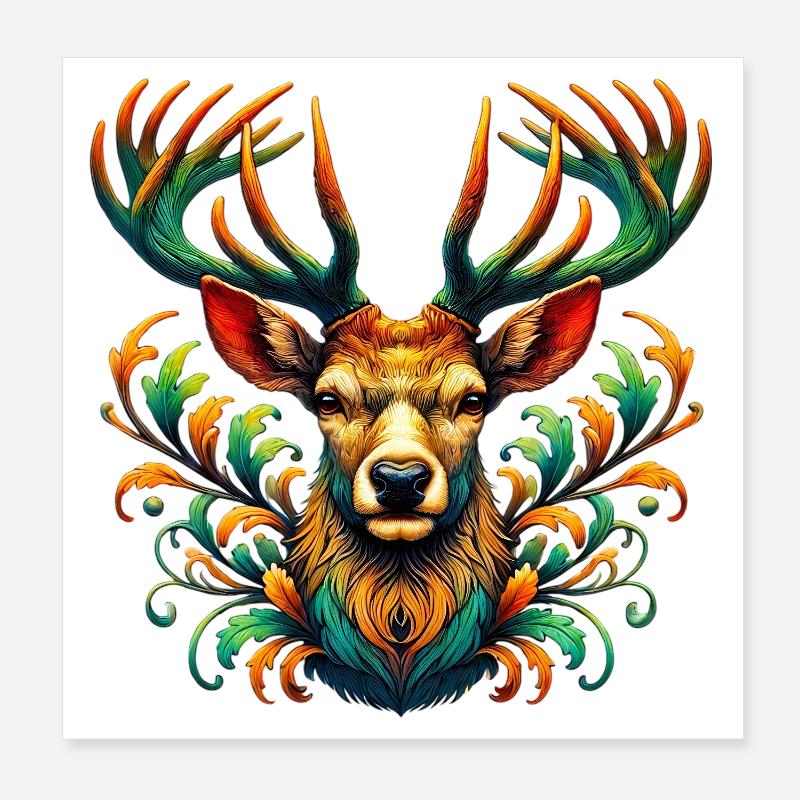 Deer Poster 8" x 8" (20x20 cm)