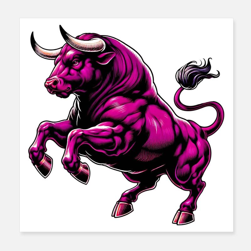Bull Poster 8" x 8" (20x20 cm)
