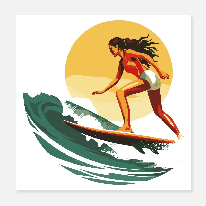 Surfeur Poster 20 x 20 cm