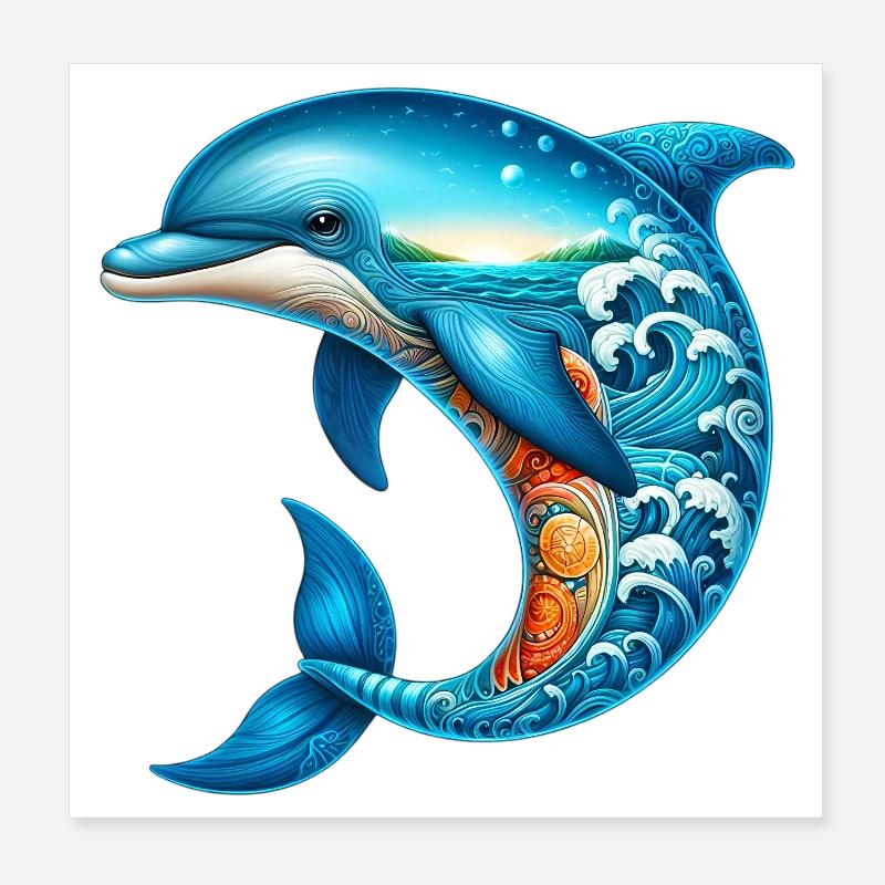 Dauphin Poster 20 x 20 cm