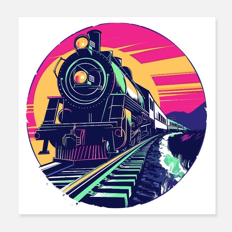 Railway Illustration Poster 8" x 8" (20x20 cm)