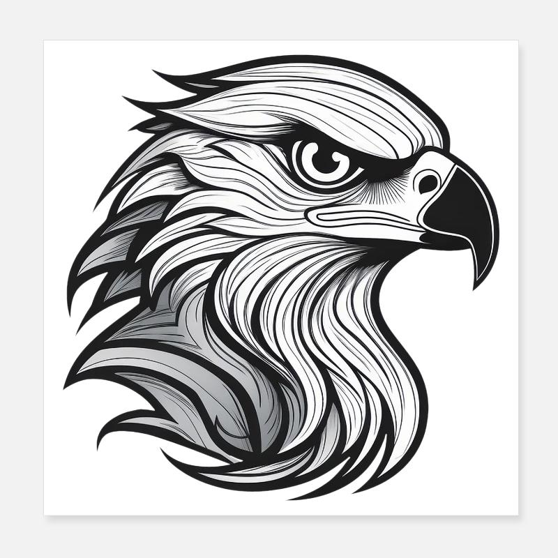 Expressionist eagle head-laying Poster 8" x 8" (20x20 cm)