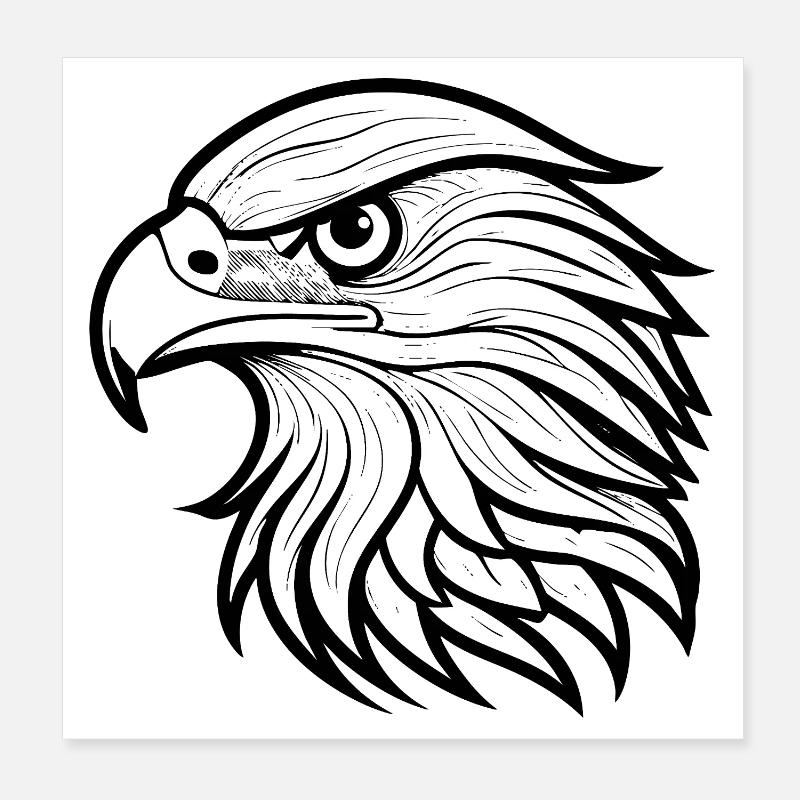 Stylish Eagle Head Illustration - Poster 8" x 8" (20x20 cm) - white