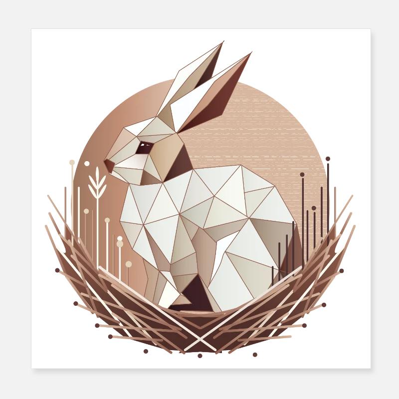 Geometric bunny in the nest – stylish Easter design Poster 8" x 8" (20x20 cm)