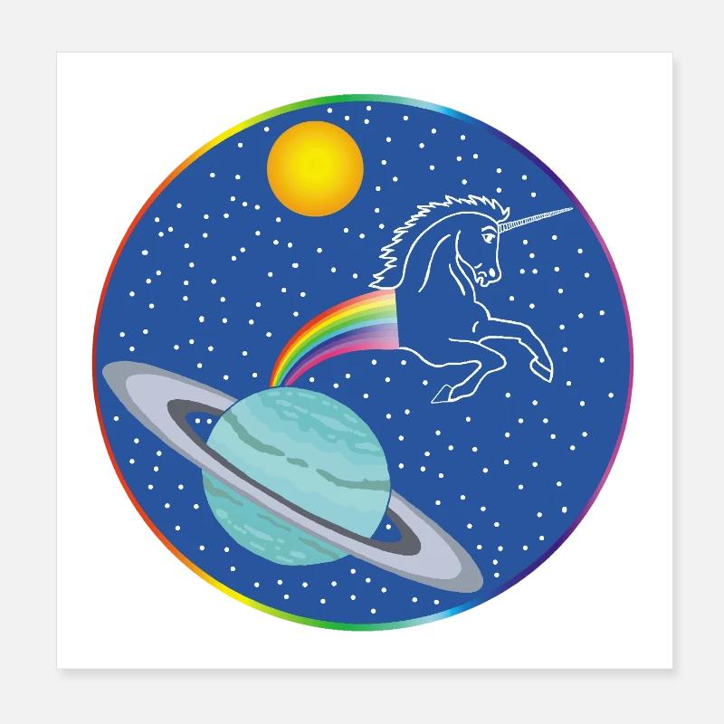 Rainbow Unicorn Poster 8" x 8" (20x20 cm)
