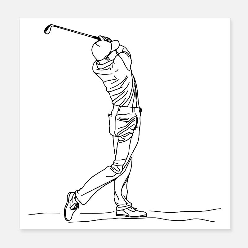 Golf Boy One Line Drawing Poster 20x20 cm