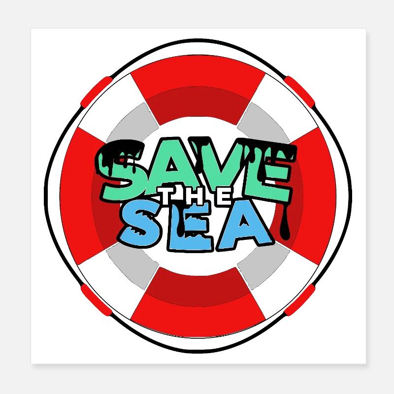 Save the sea Poster 20 x 20 cm