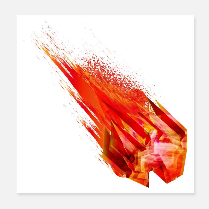 Glowing Asteroid with Fire Tail – Power Design Poster 8" x 8" (20x20 cm)