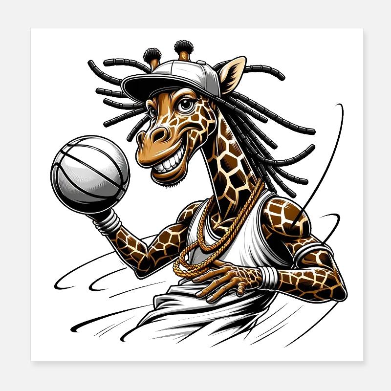 Hipster Giraffe with Microphone and Dreadlocks Poster 8" x 8" (20x20 cm)