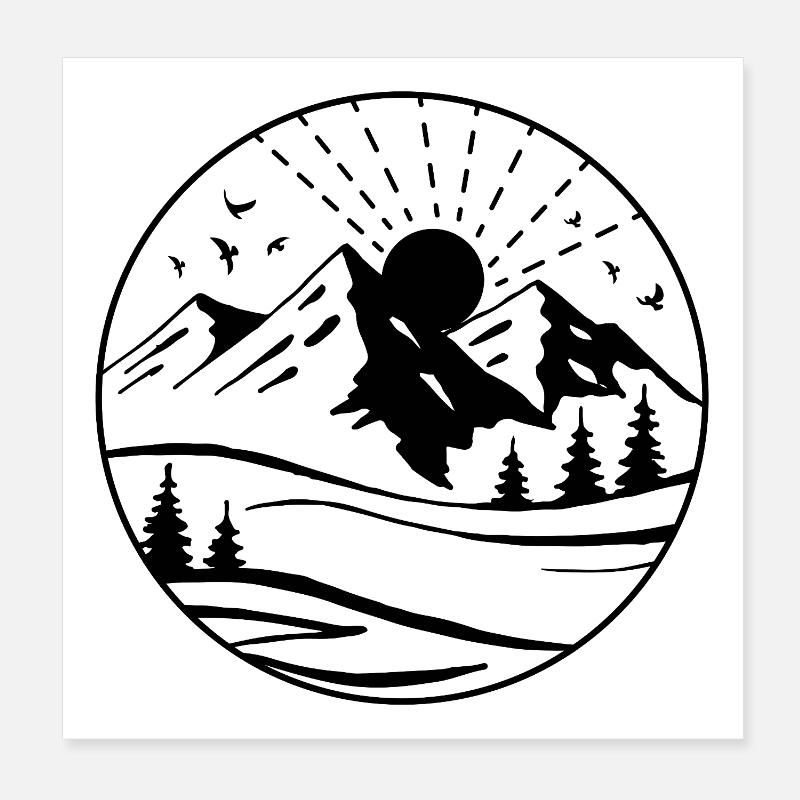 Gebirge Poster 20x20 cm