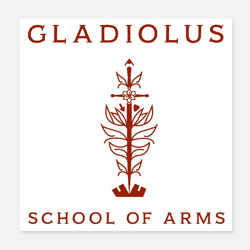 Gladiole rot - Poster 20x20 cm - Weiß