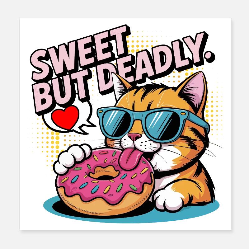 Donut de chat doux mais mortel Poster 20 x 20 cm