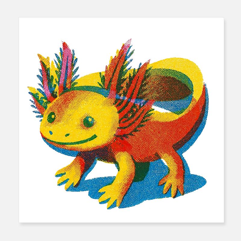 Conception d’axolotl arc-en-ciel vif Poster 20 x 20 cm