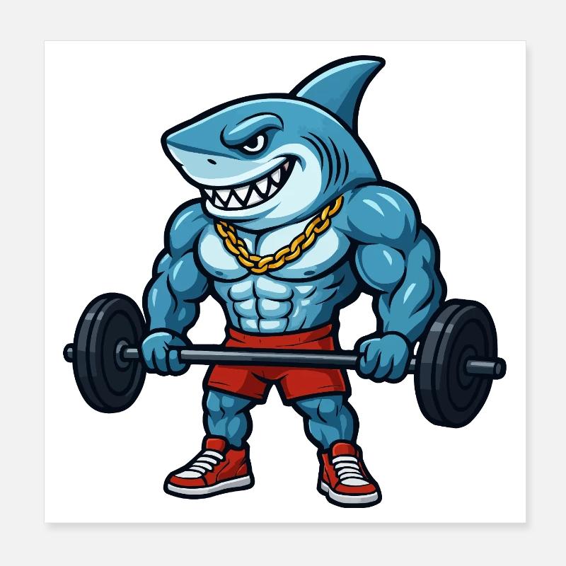 Muscles de requin, bodybuilder comique Poster 20 x 20 cm
