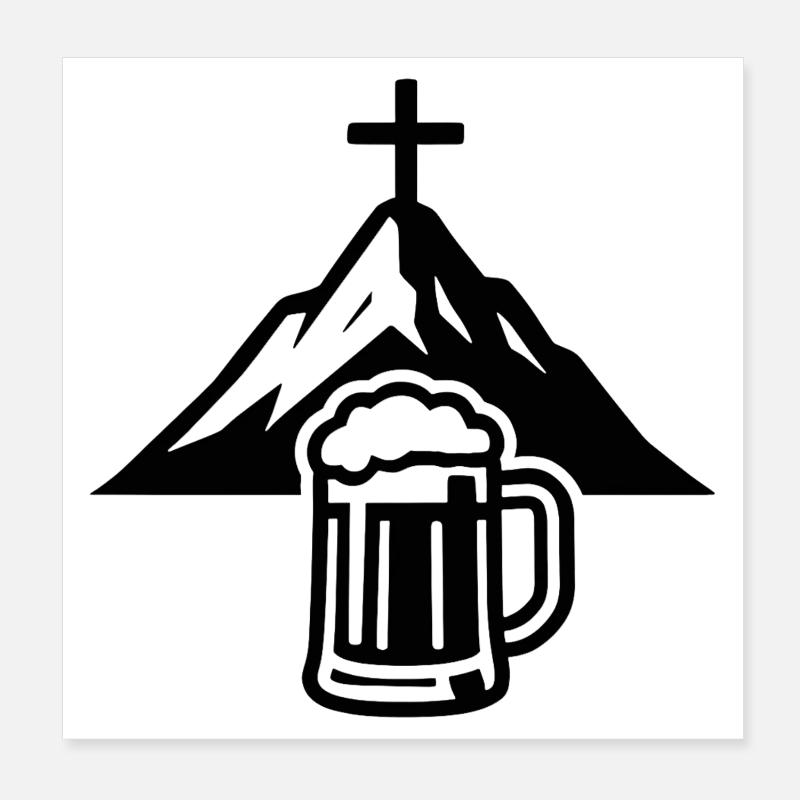 Mountain Summit Beer Enjoyment Poster 8" x 8" (20x20 cm)