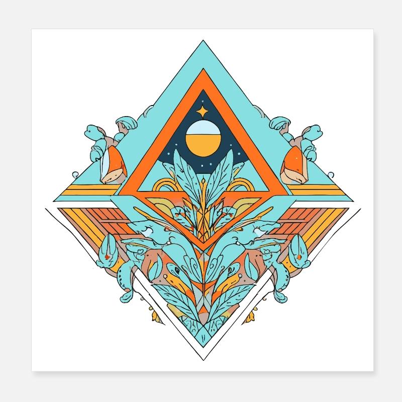 Celestial Dreamscape Geometric Design Poster 8" x 8" (20x20 cm)