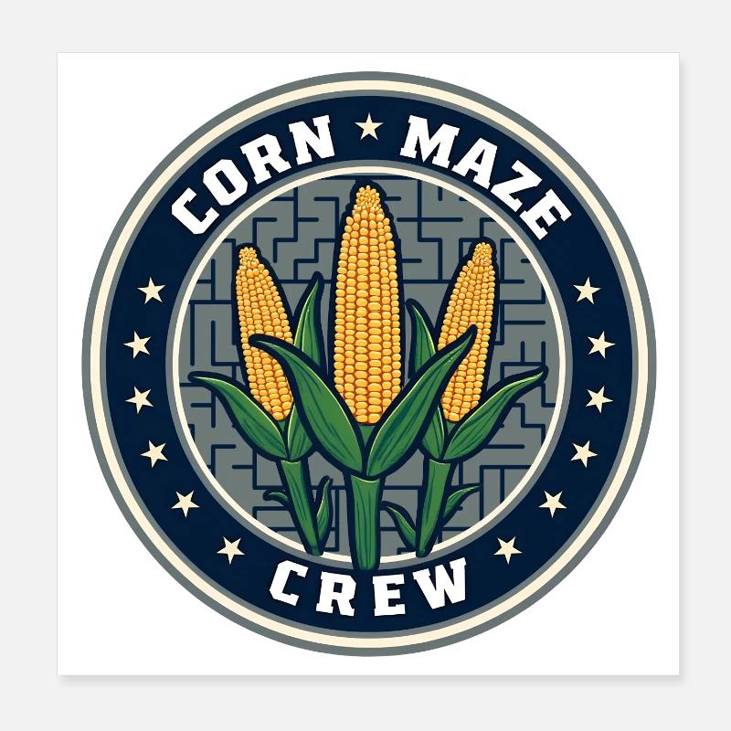 Corn Maze Crew Spooky Halloween Corn Maze Poster 8" x 8" (20x20 cm)