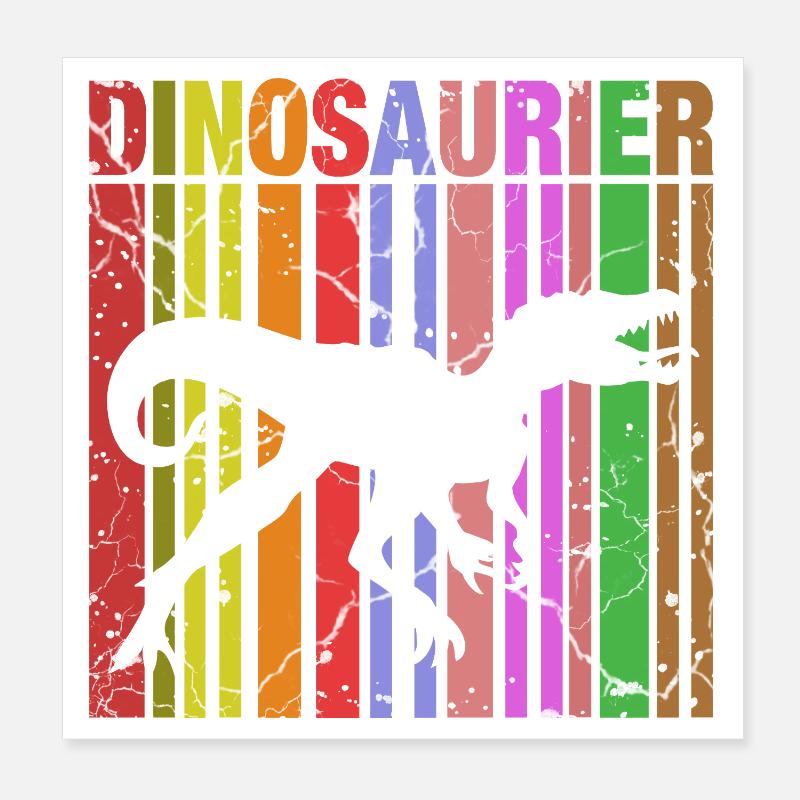 Silhouette de dinosaure avec détails de couleur Poster 20 x 20 cm