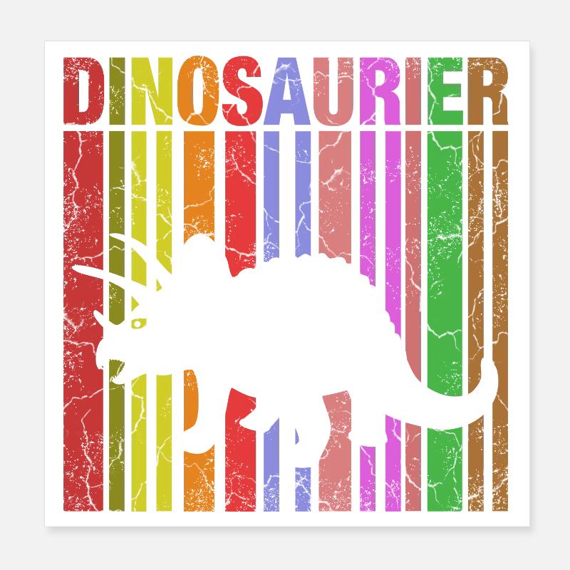 Dinosaur silhouette with color details Poster 8" x 8" (20x20 cm)