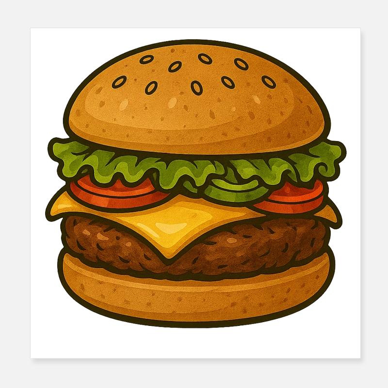 Un burger design expressif aux accents verts Poster 20 x 20 cm