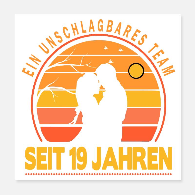 19 Jahre Beziehung Geschenk Ehemann Ehefrau Poster 20x20 cm