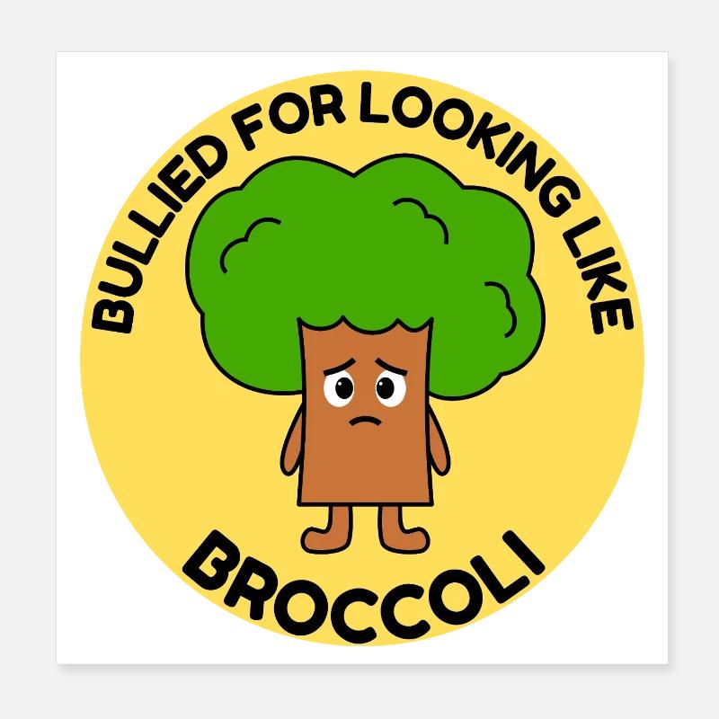 Funny Broccoli Comic Bullying Tree Bullying Poster 8" x 8" (20x20 cm)