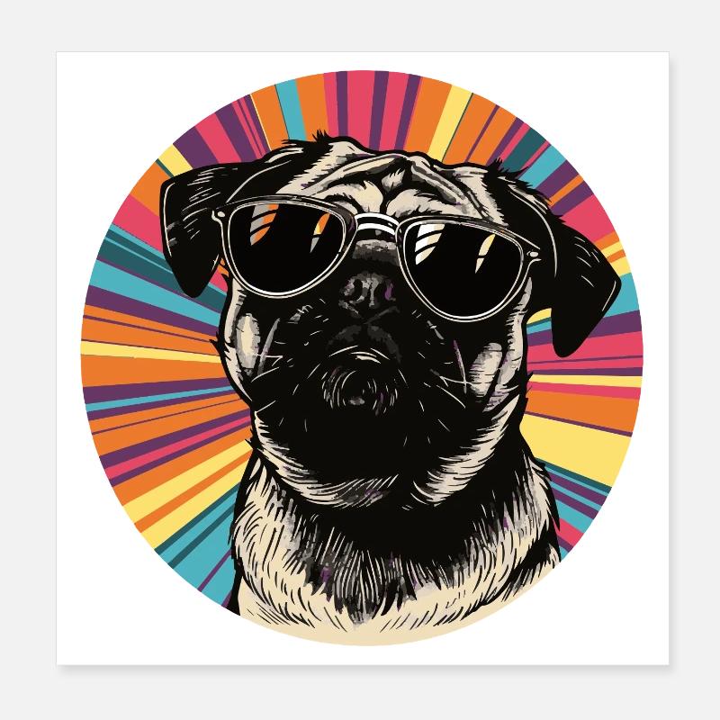 Chien décontracté avec des lunettes de soleil Poster 20 x 20 cm