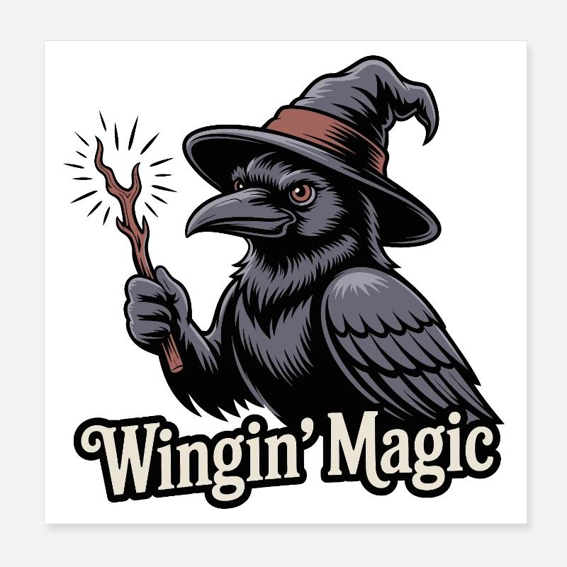 Wingin’ Magic Raven Poster 8" x 8" (20x20 cm)