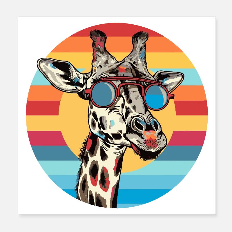 Giraffe picture with sunglasses Poster 8" x 8" (20x20 cm)