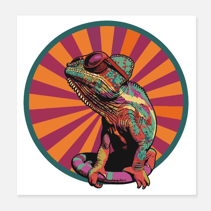 Chamäleons Comic Poster 20x20 cm