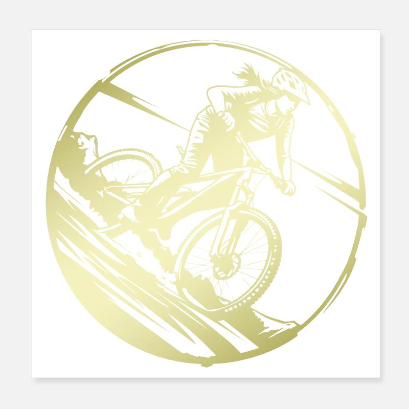 Mountain Bike Bicycle Silhouette Poster 8" x 8" (20x20 cm)