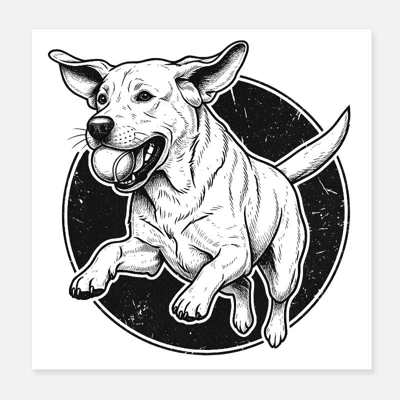 Springender Labrador - Vintage Design Poster 20x20 cm