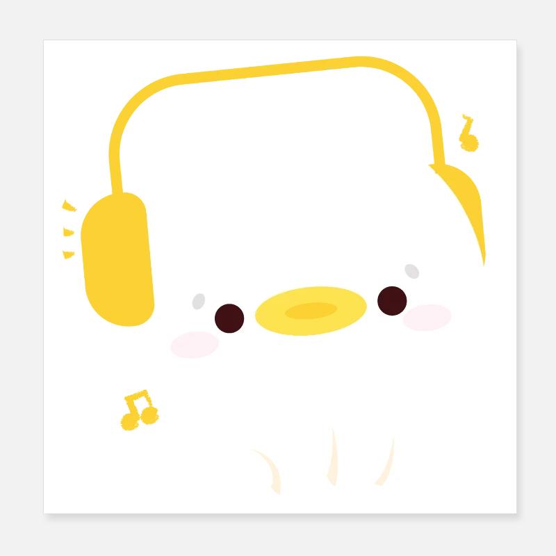 Ente mit Kopfhörern - Poster 20x20 cm - Weiß