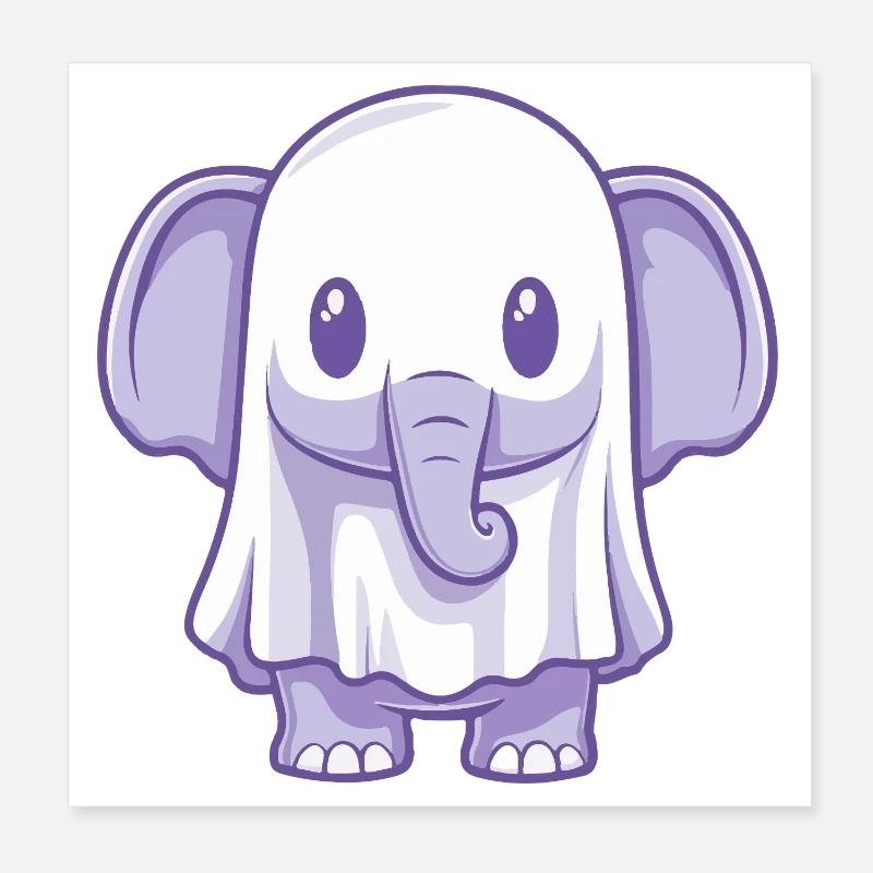 Elefant Halloween Geist Poster 20x20 cm