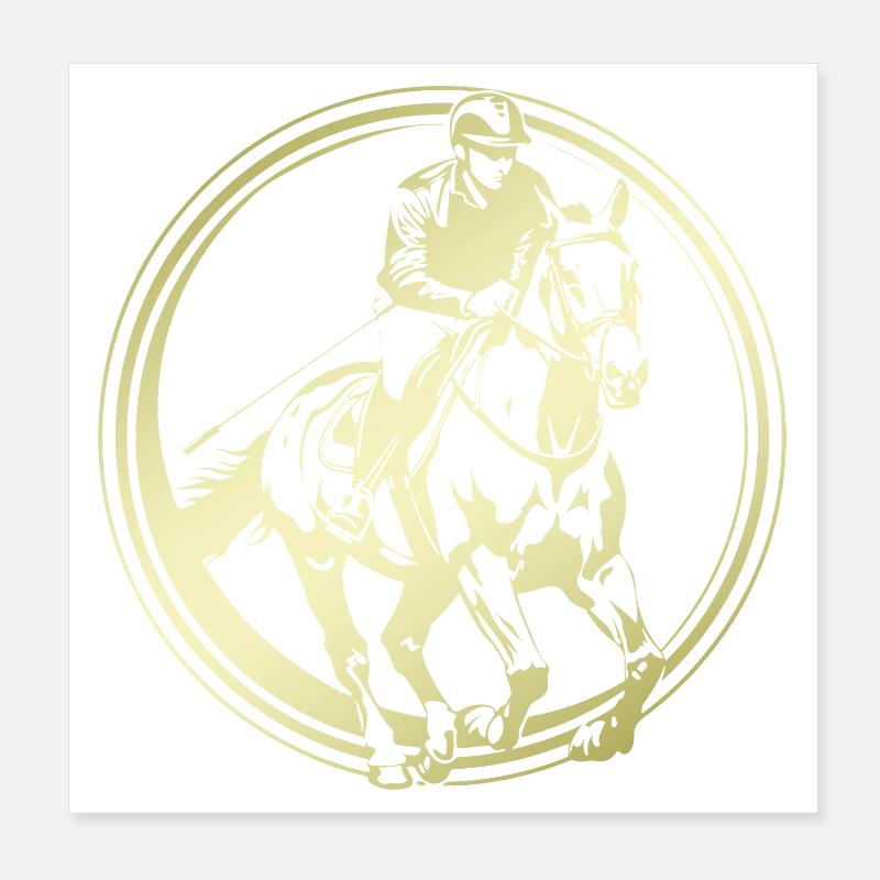 Reiten Pferd Silhouette Poster 20x20 cm
