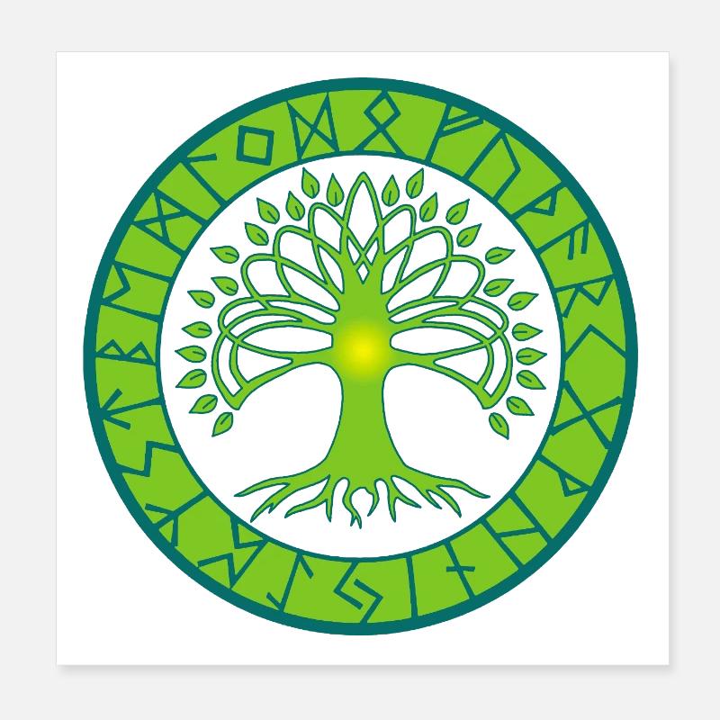 Runenbaum des Lebens Poster 20x20 cm
