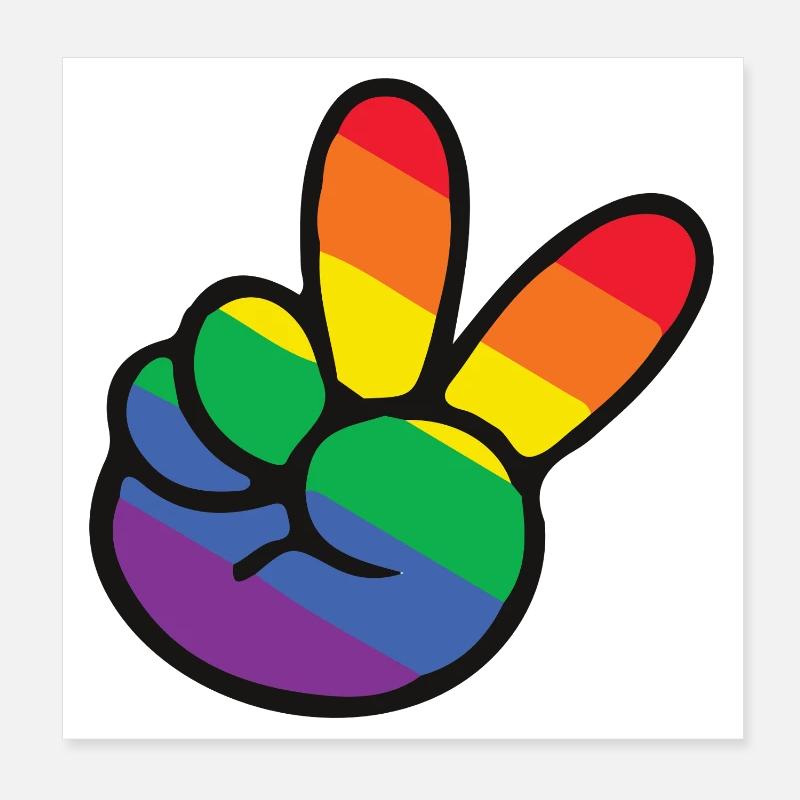 Regenbogen Peace Zeichen Hand Poster 20x20 cm