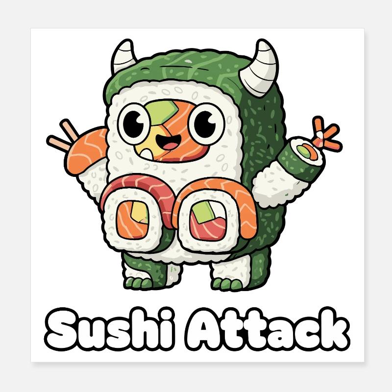 Sushi Attack Monster Poster 8" x 8" (20x20 cm)