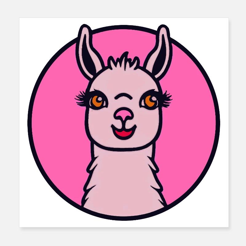 Pink Lama - Poster 8" x 8" (20x20 cm) - white