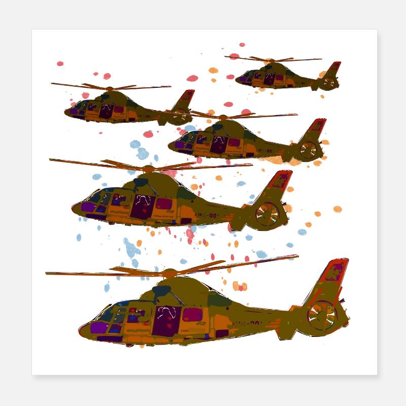 Hubschrauber im Flug Poster 20x20 cm