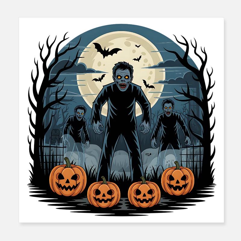 Zombie Halloween - Poster 20 x 20 cm - blanc
