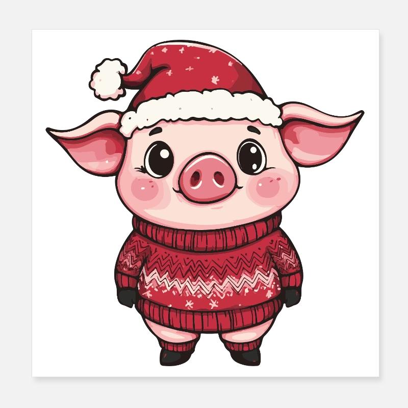Noël cochon Poster 20 x 20 cm
