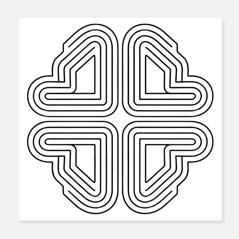 Dessin au trait abstrait Poster 20 x 20 cm