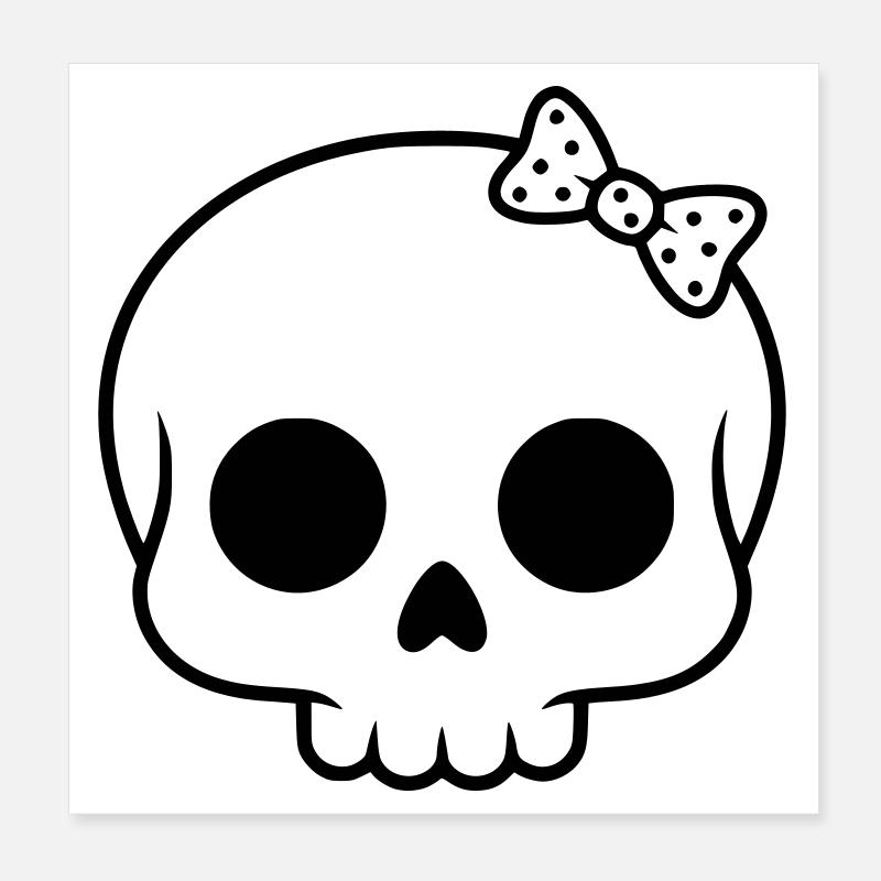Cute skull with bow | Girly Goth Poster 8" x 8" (20x20 cm)