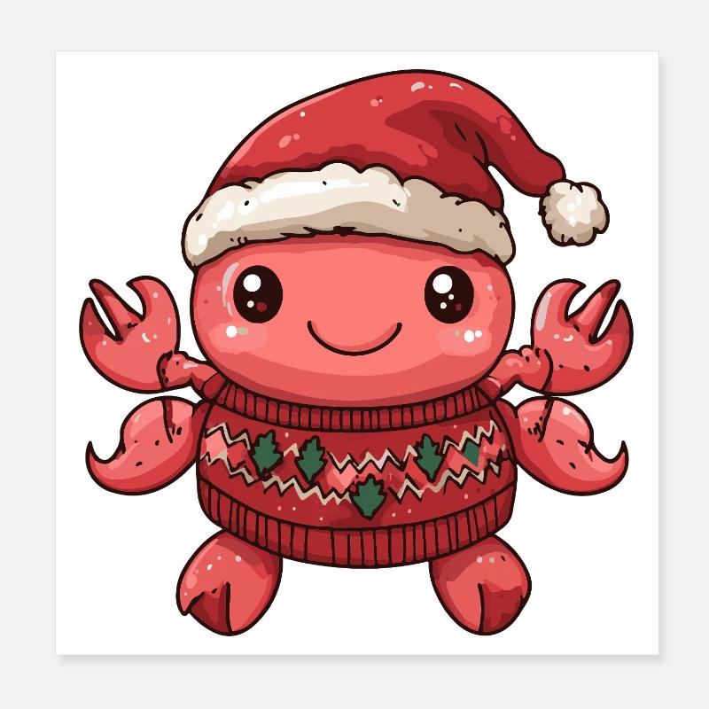 Krebs Krabbe Weihnachten Poster 20x20 cm